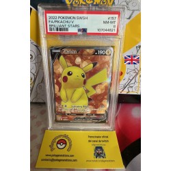 Pikachu V SWSH Brilliant Stars PSA 8 Inglés